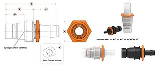 Panel Mount Sliding Latch Quick Couplings Dimensions