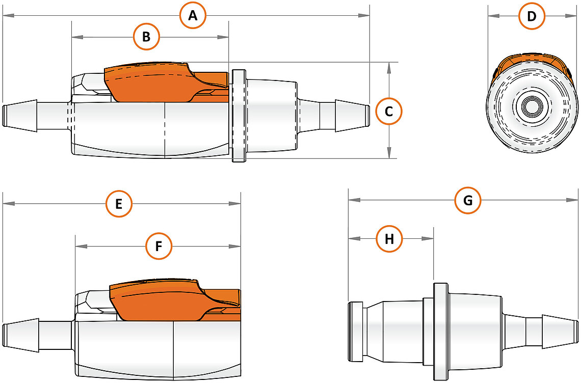 Sliding Latch Quick Couplings Dimensions  Micro-V