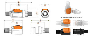 Dimensions Threaded Sliding Latch Quick Couplings