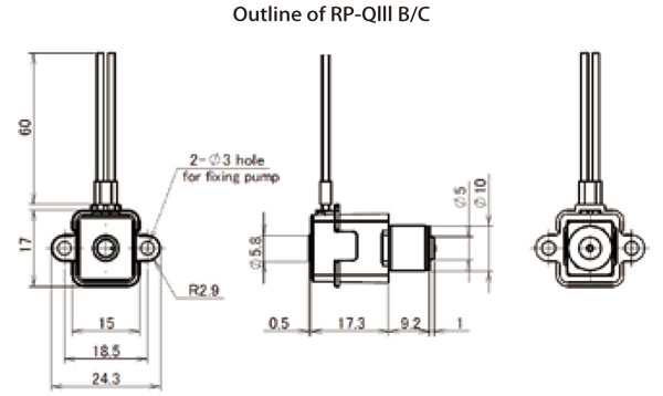 RP-QIII stepper motor pump dimensions