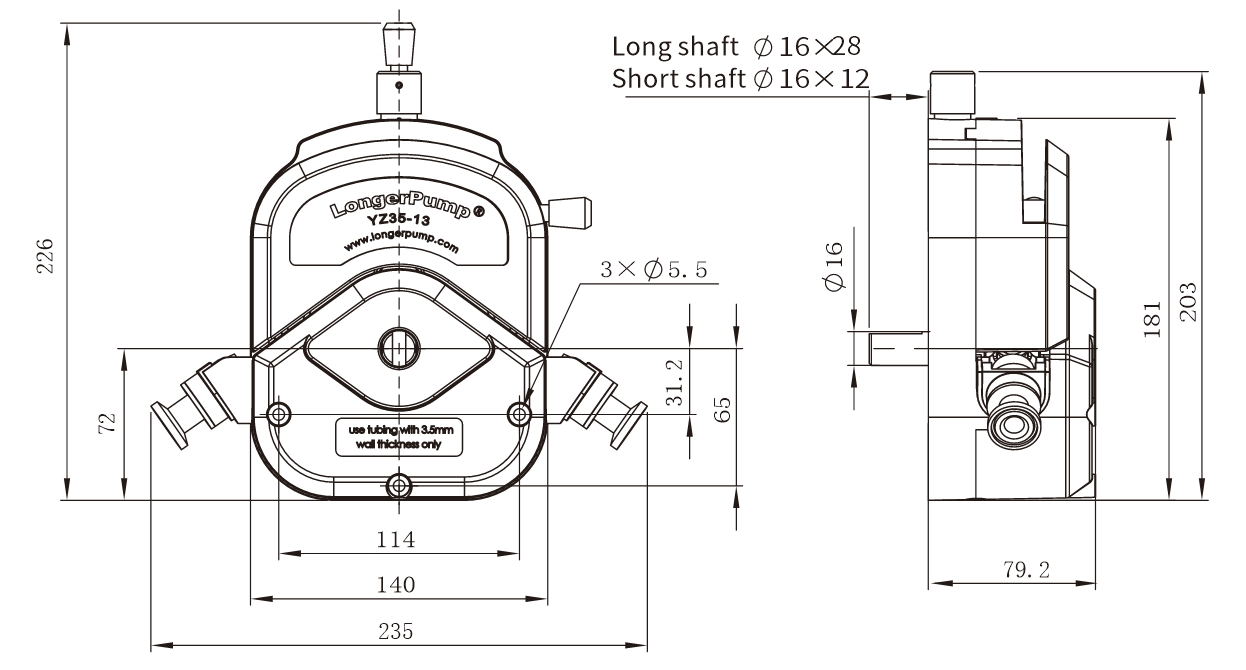 YZ35-13 Dimensions